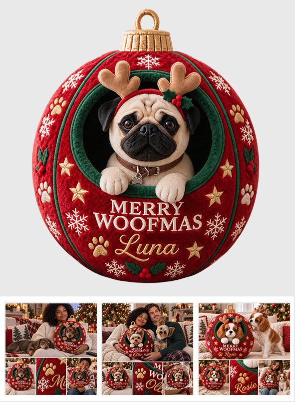 Weihnachts-Haustierornament Lustiges Geschenk - Personalisierbares Hundekissen aus Premium-Faux-Fur