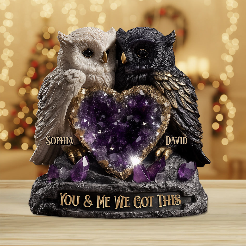 Amethyst Style Owl Couple - Personalized Couple Custom Shaped Acrylic Plaque