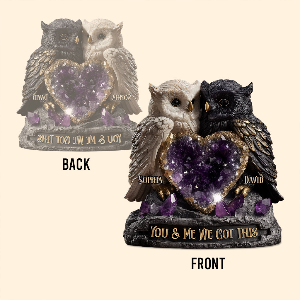 Amethyst Style Owl Couple - Personalized Couple Custom Shaped Acrylic Plaque