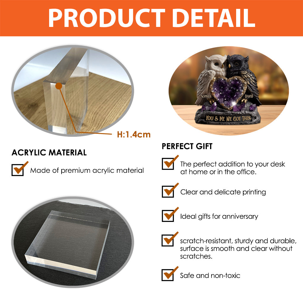 Amethyst Style Owl Couple - Personalized Couple Custom Shaped Acrylic Plaque