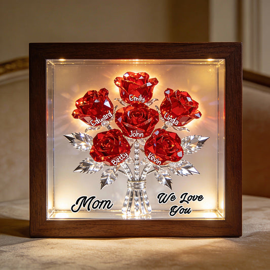 Cadeaux pour la fête des mères : cadre en bois personnalisé avec lumière LED pour maman et grand-mère.