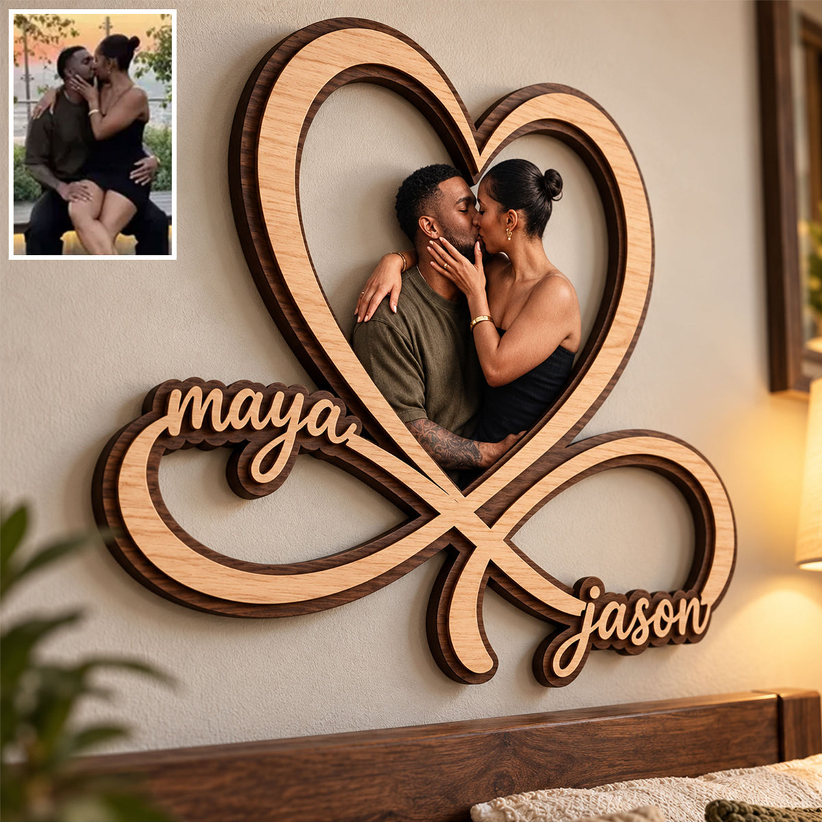 I Love You Forever - Personalized Couple 2 Layered Wood Sign / Wood Plaque