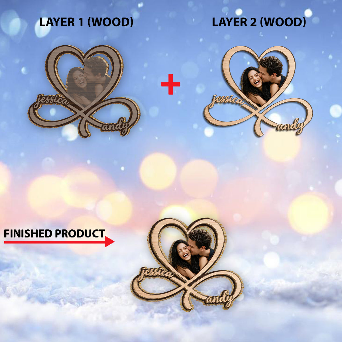I Love You Forever - Personalized Couple 2 Layered Wood Sign / Wood Plaque
