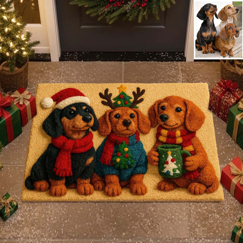 Weihnachtshund - Personalisierter, rutschfester, getufteter Hundeteppich