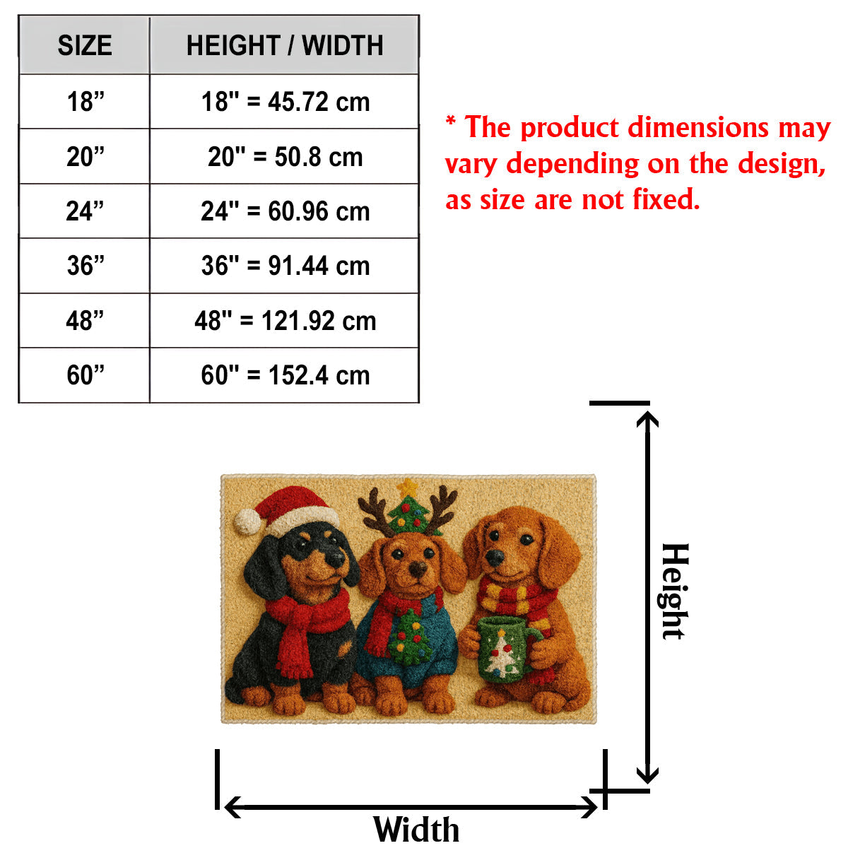Weihnachtshund - Personalisierter, rutschfester, getufteter Hundeteppich