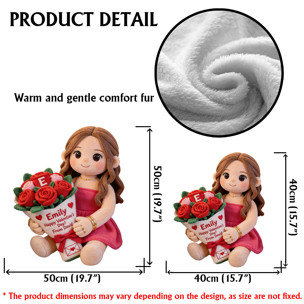 Coussin personnalisé en fausse fourrure en forme de couple avec photo et initiales des noms
