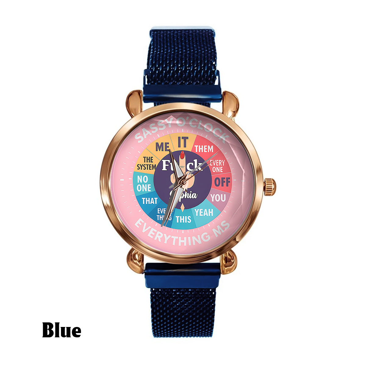 „F*ck O'Clock“-Uhr, lustiges Geschenk für sie, Freunde – personalisierte sarkastische Damen-Handuhr 