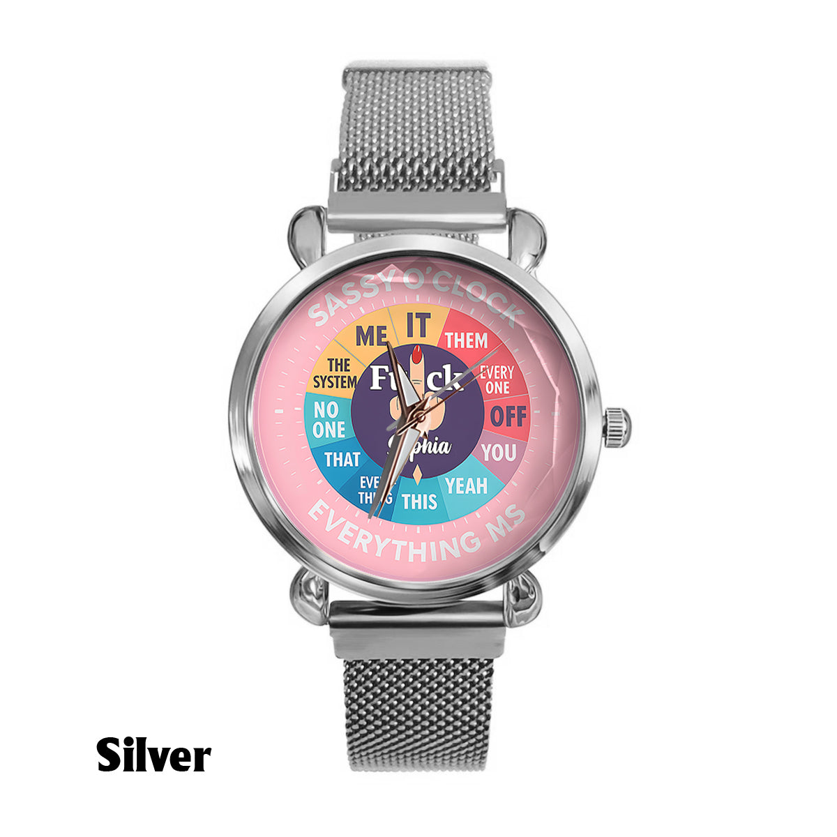 „F*ck O'Clock“-Uhr, lustiges Geschenk für sie, Freunde – personalisierte sarkastische Damen-Handuhr 