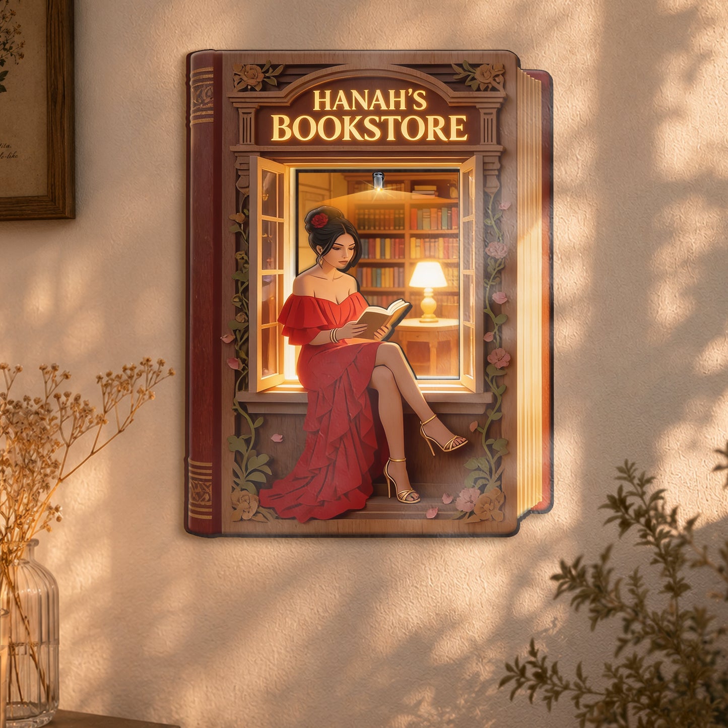 My Bookstore - Personalized Book Wooden Light Shadow Box