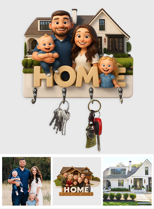 « On est bien chez soi » - Porte-manteau mural personnalisé pour toute la famille