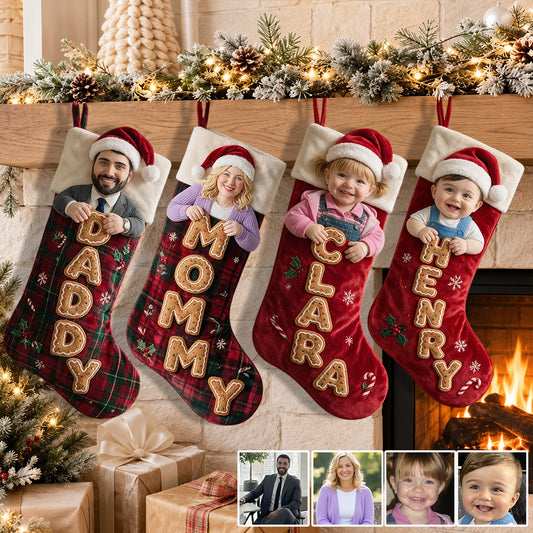 Un Noël Joyeux et Éclatant - Chaussette de Noël Familiale Personnalisée