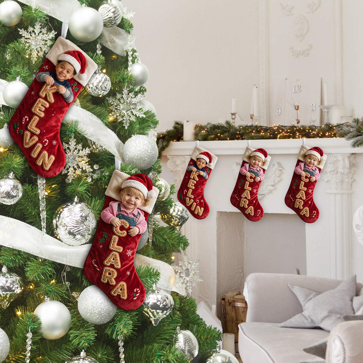 Have A Holly Jolly Christmas - Personalized Family Shaped Christmas Stocking