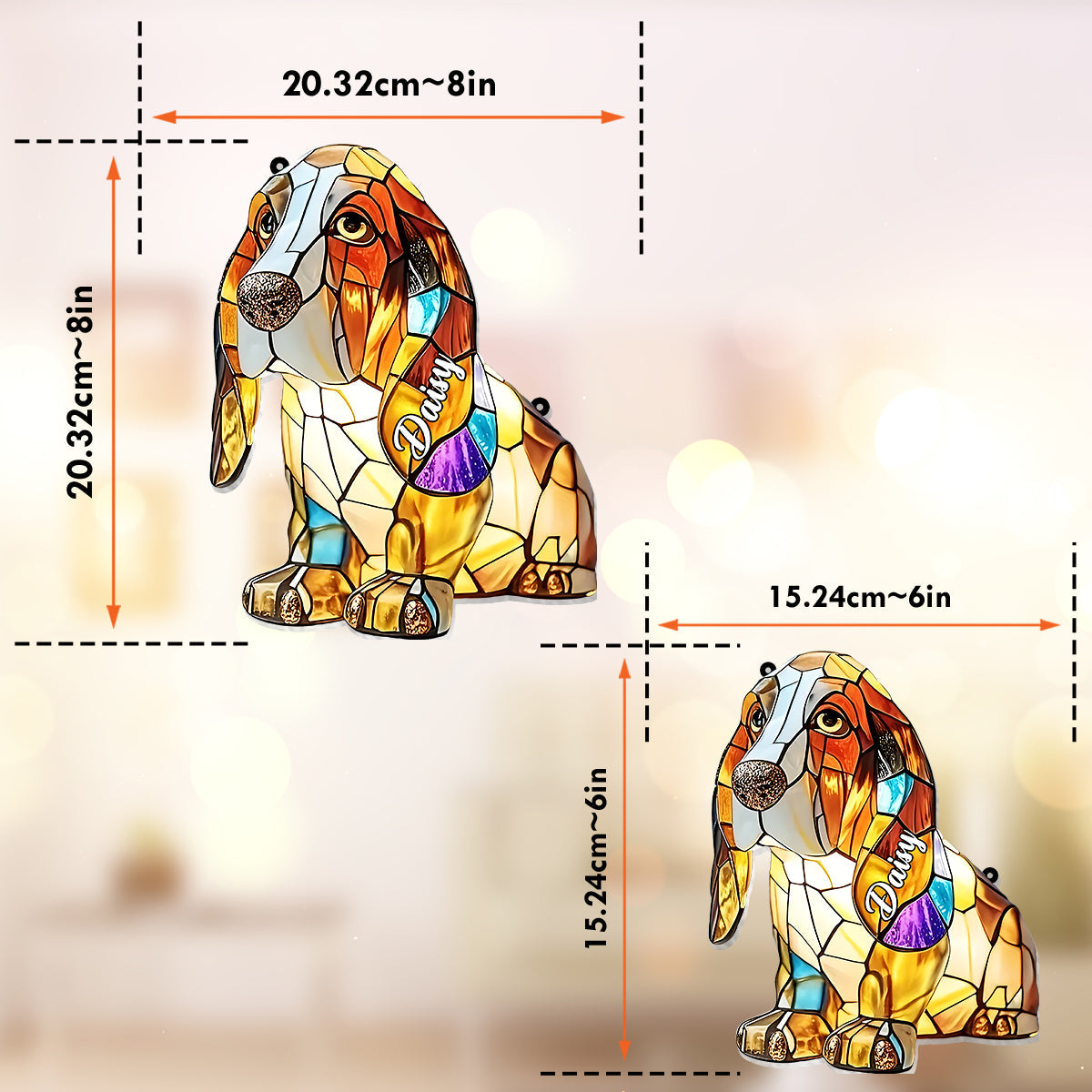 J'aime mon chien - Décoration attrape-soleil personnalisée à suspendre à la fenêtre 