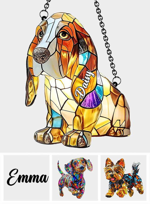 J'aime mon chien - Décoration attrape-soleil personnalisée à suspendre à la fenêtre 