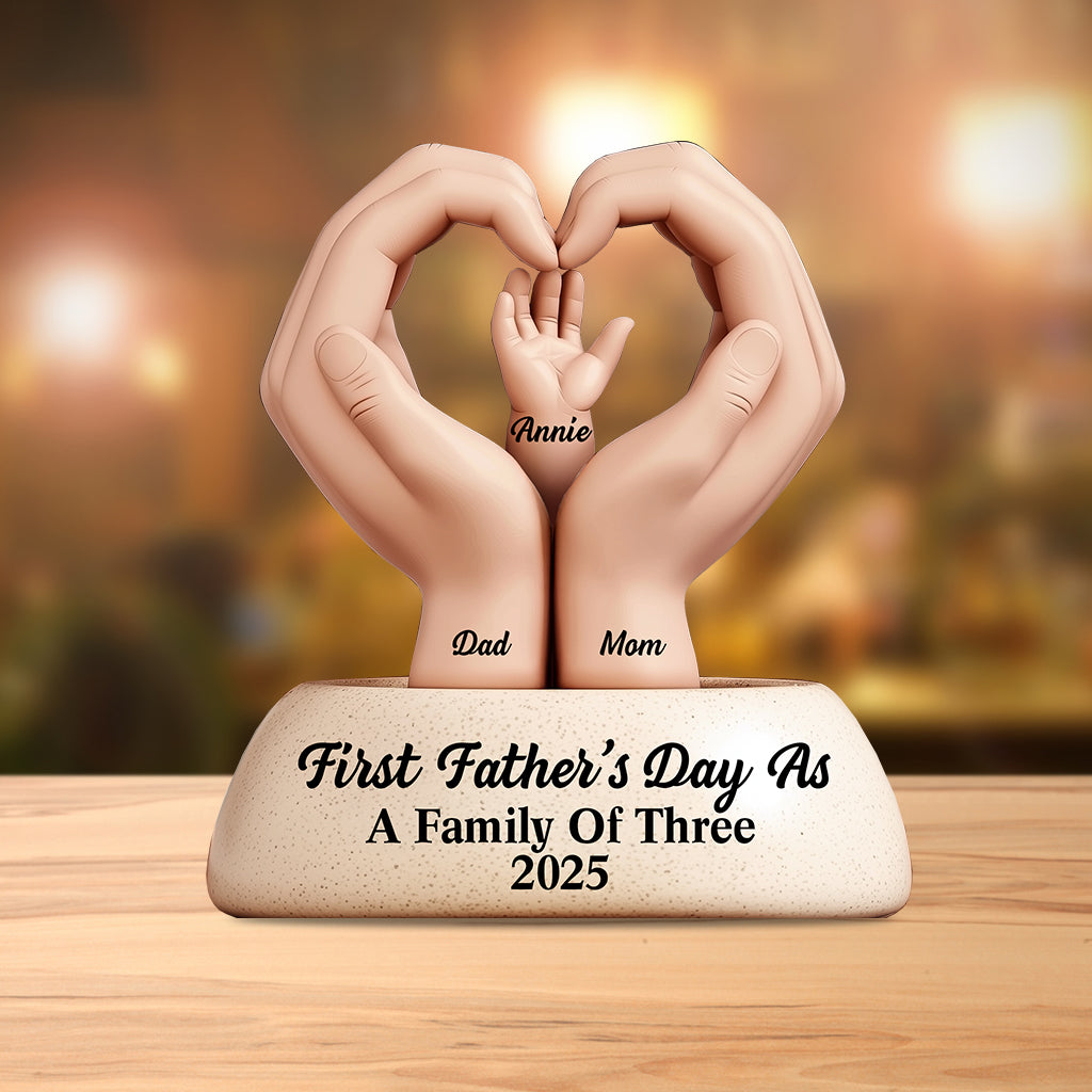 First Father's Day As A Family Of Three/ Four/ Five - Personalized Father Custom Shaped Acrylic Plaque