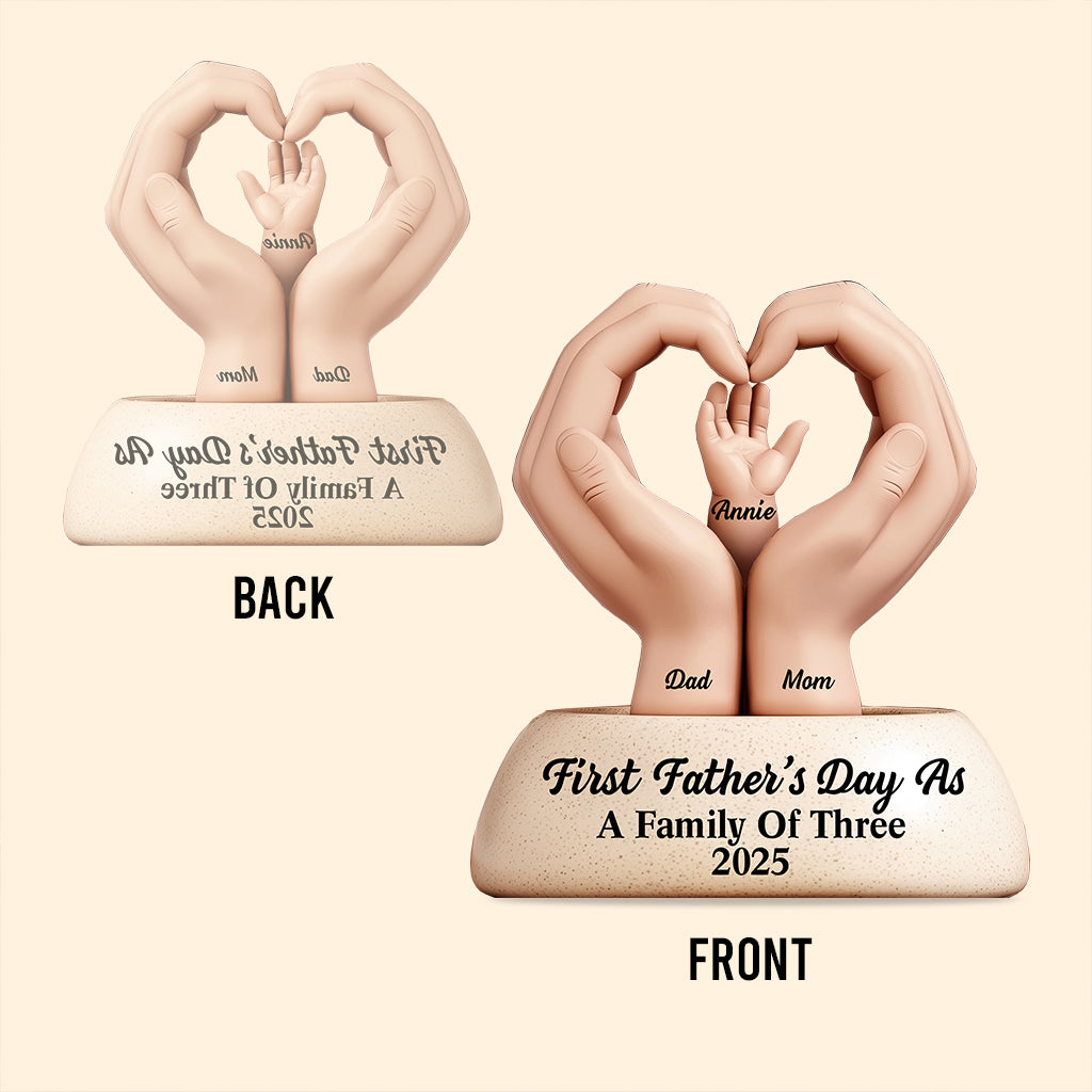 First Father's Day As A Family Of Three/ Four/ Five - Personalized Father Custom Shaped Acrylic Plaque