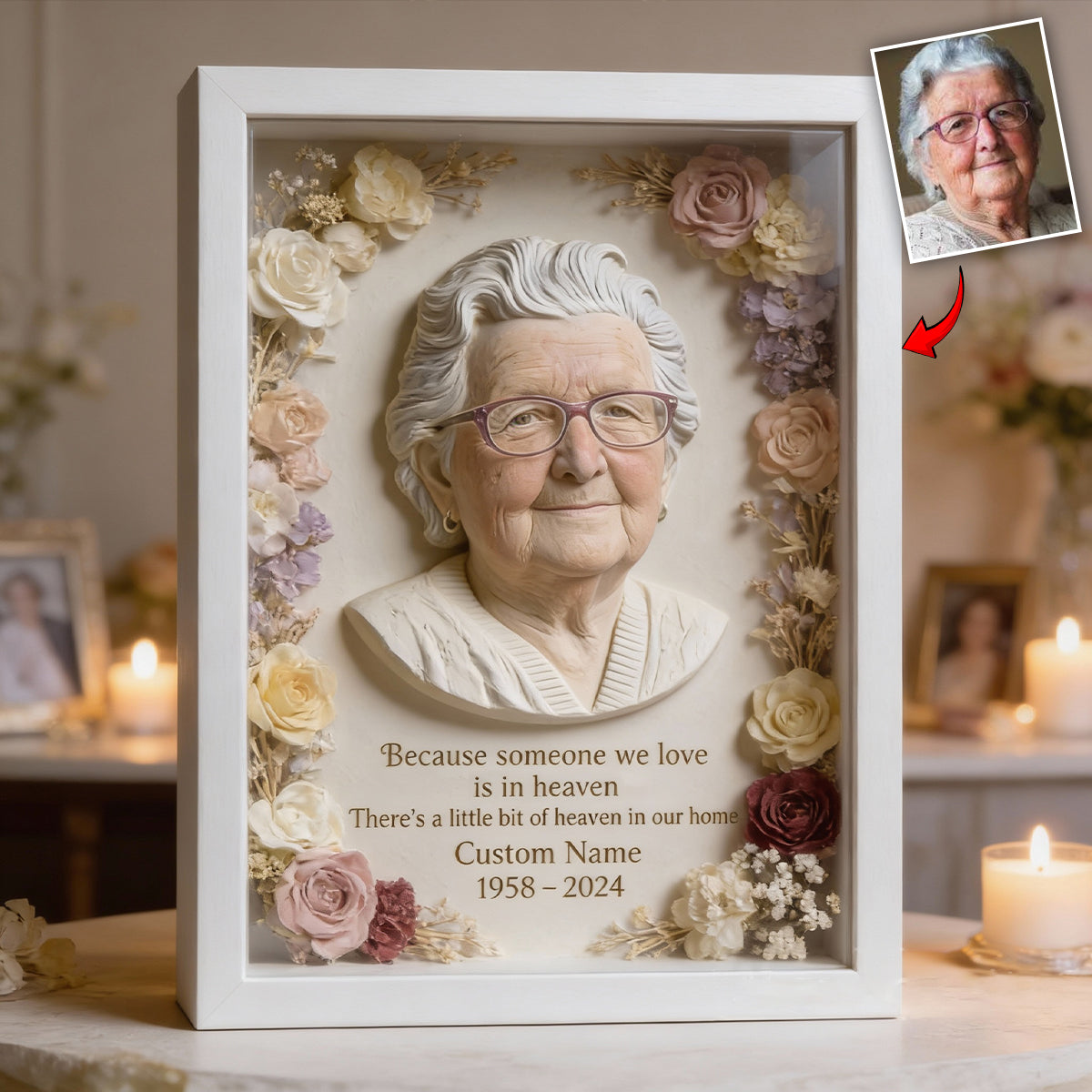 Boîte à fleurs commémorative personnalisée à partir de n'importe quelle photo - Plaque commémorative personnalisée en acrylique de forme personnalisée