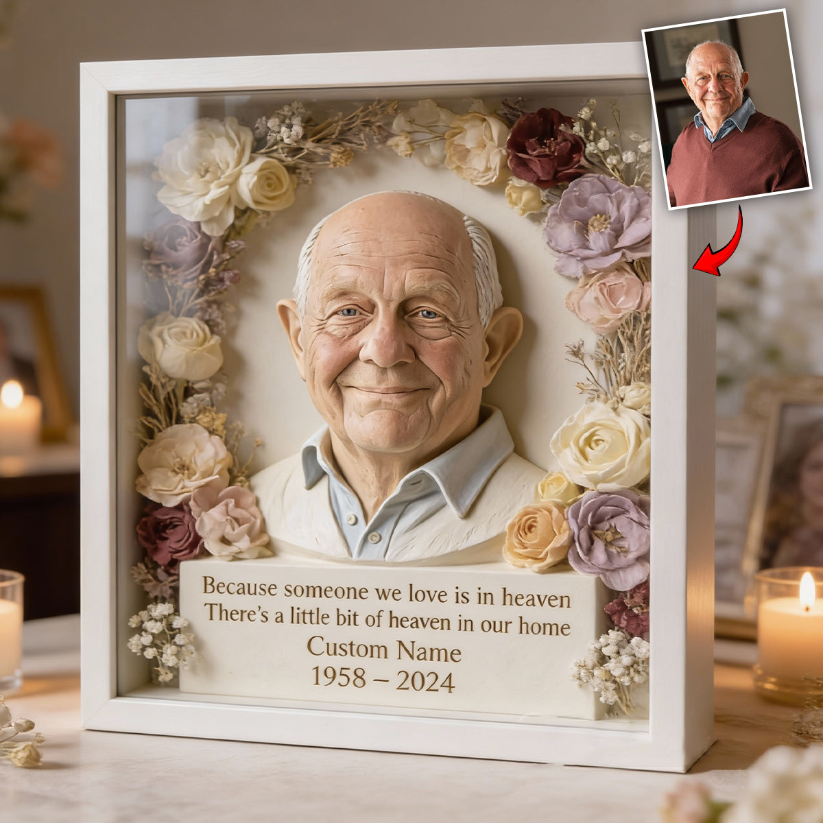 Boîte à fleurs commémorative personnalisée à partir de n'importe quelle photo - Plaque commémorative personnalisée en acrylique de forme personnalisée