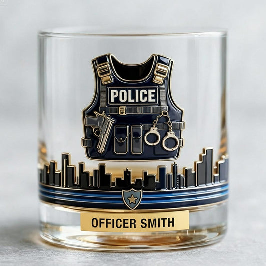 Dienen & Schützen – Personalisiertes Whiskey-Dekanter-Set für Polizeibeamte