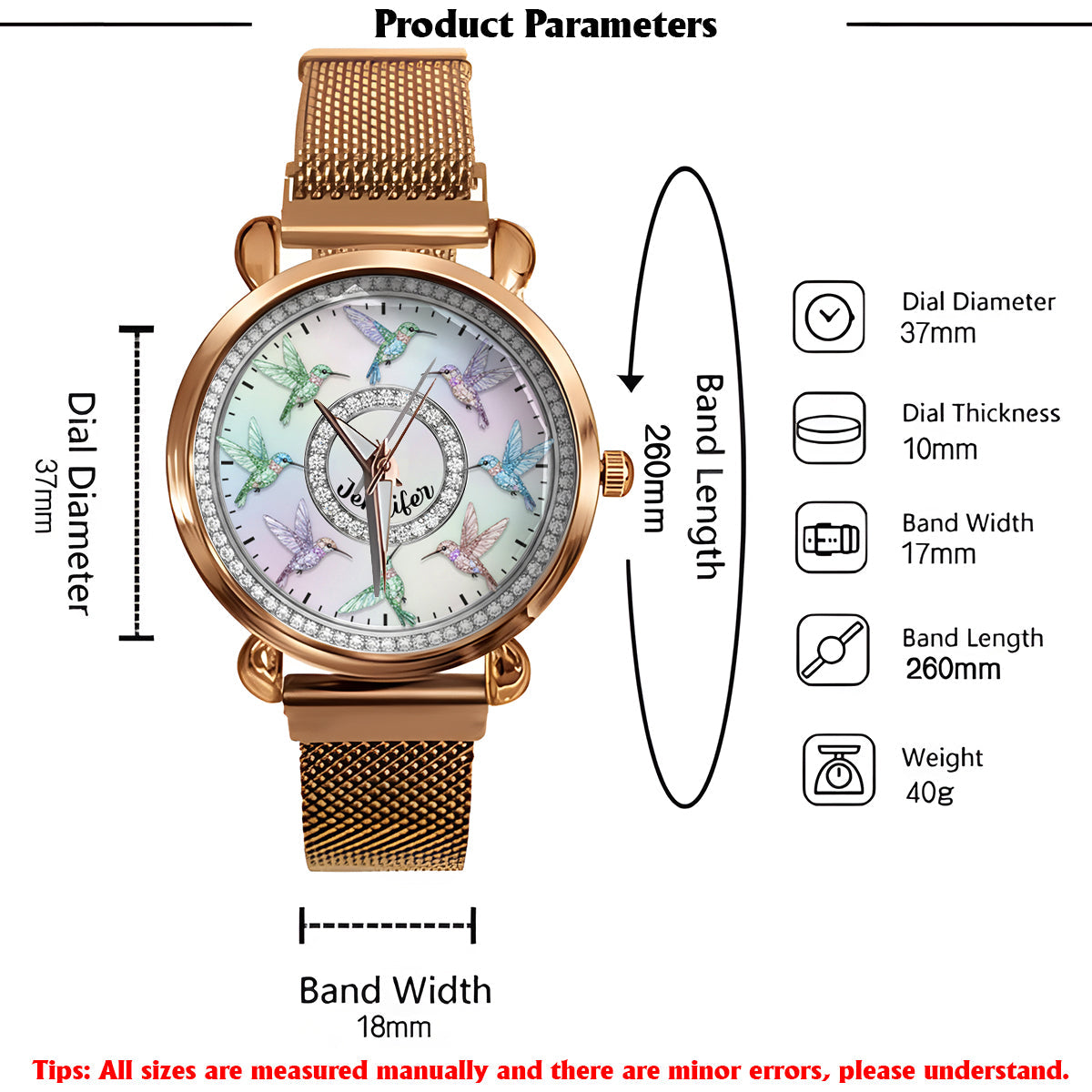 Beautiful Hummingbirds - Personalized Gardening Women Hand Watch