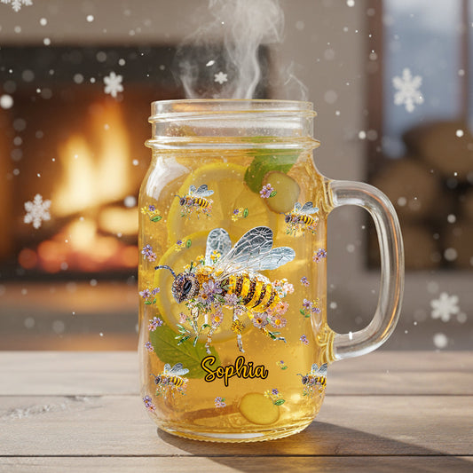 Bee Kind – Personalisierter Bienen-Einmachglasbecher