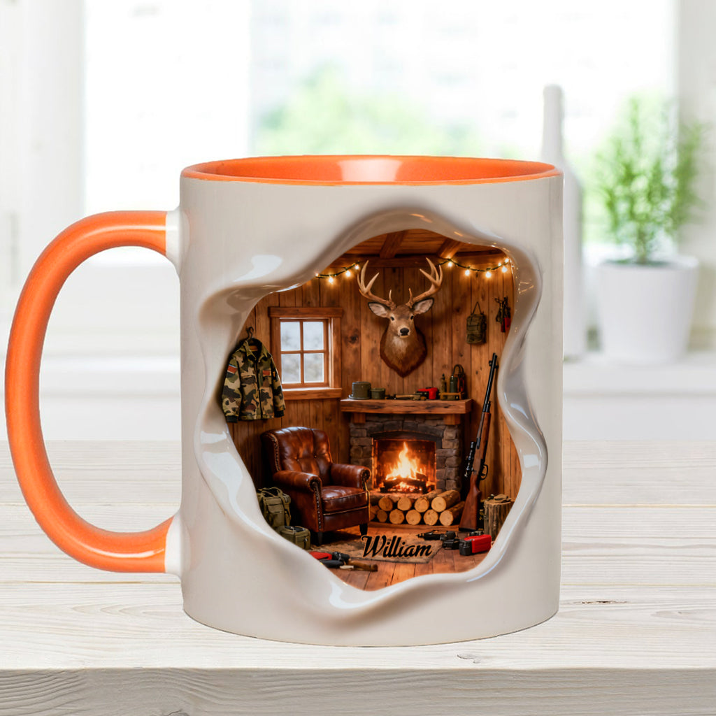 Miniatur-Jagdhüttenzimmer – personalisierte Tasse mit Jagdmotiv