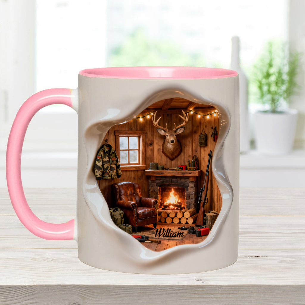 Miniatur-Jagdhüttenzimmer – personalisierte Tasse mit Jagdmotiv