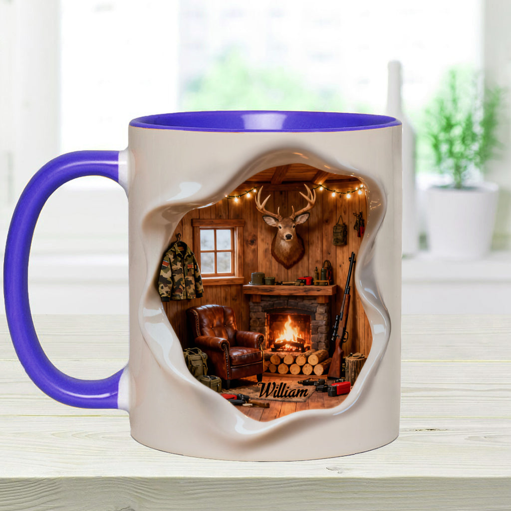 Miniatur-Jagdhüttenzimmer – personalisierte Tasse mit Jagdmotiv
