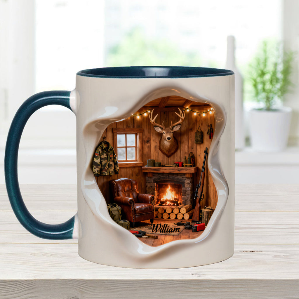 Miniatur-Jagdhüttenzimmer – personalisierte Tasse mit Jagdmotiv
