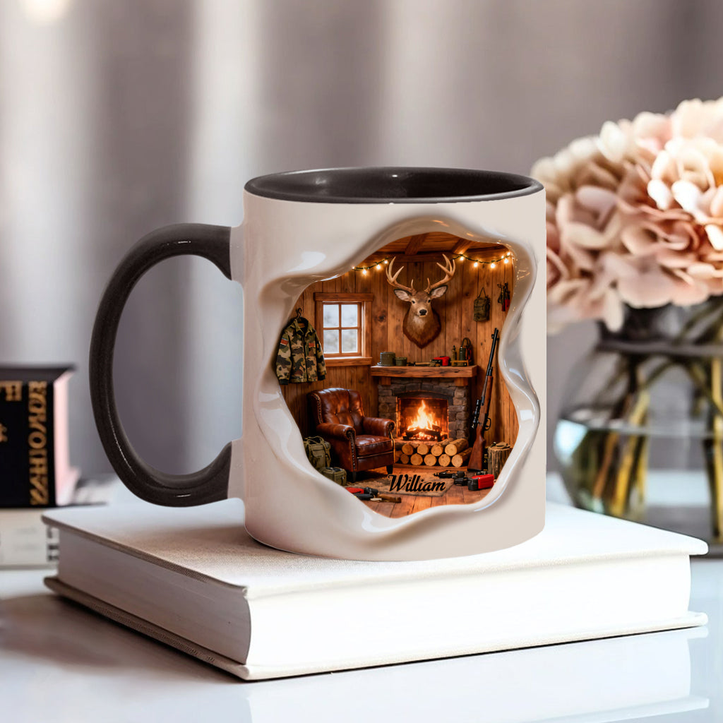 Miniatur-Jagdhüttenzimmer – personalisierte Tasse mit Jagdmotiv