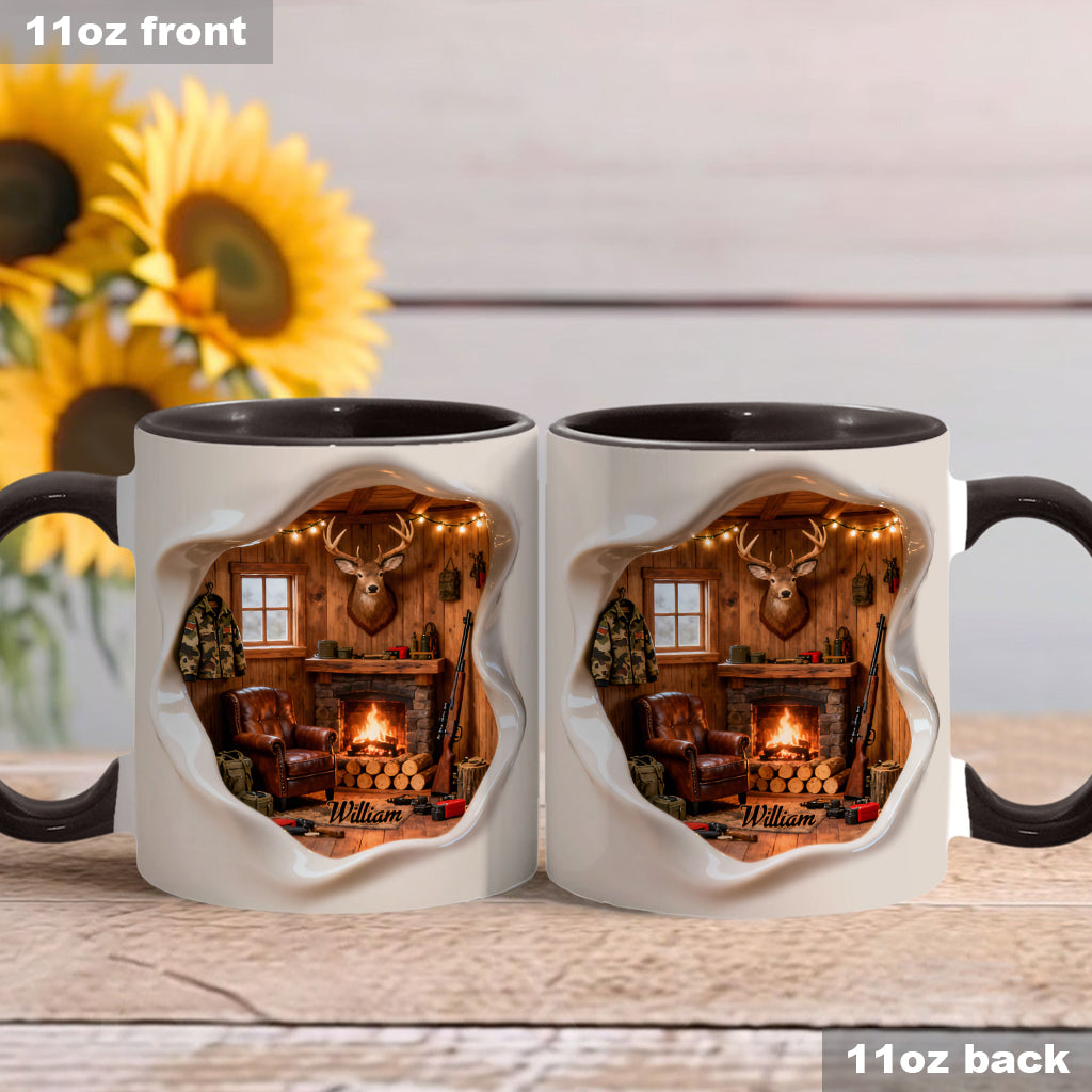 Miniatur-Jagdhüttenzimmer – personalisierte Tasse mit Jagdmotiv