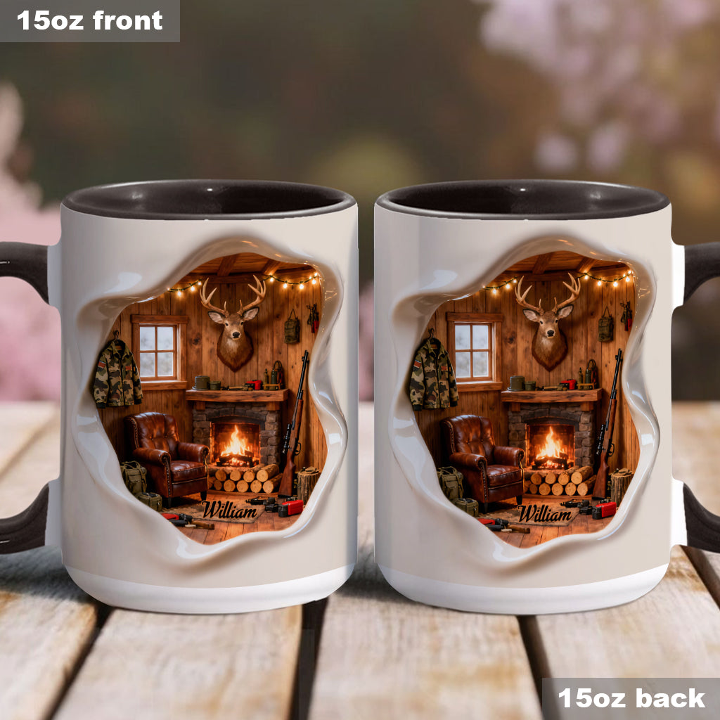 Miniatur-Jagdhüttenzimmer – personalisierte Tasse mit Jagdmotiv