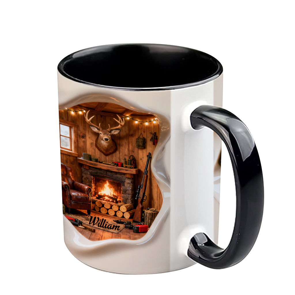 Miniatur-Jagdhüttenzimmer – personalisierte Tasse mit Jagdmotiv