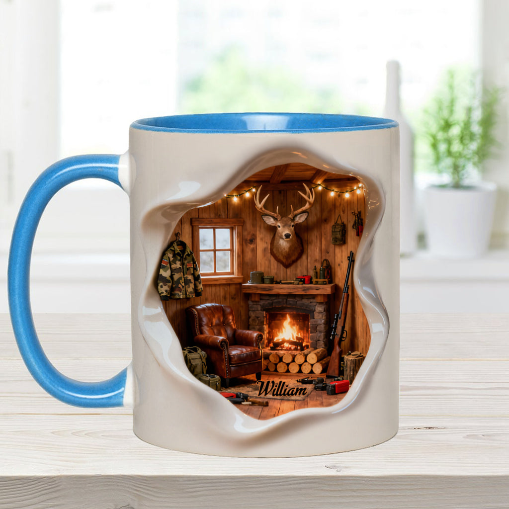 Miniatur-Jagdhüttenzimmer – personalisierte Tasse mit Jagdmotiv