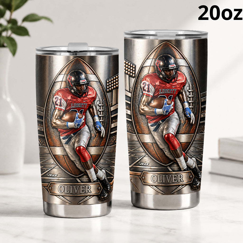 Custom Football Player Photo - Personalized Football Tumbler
