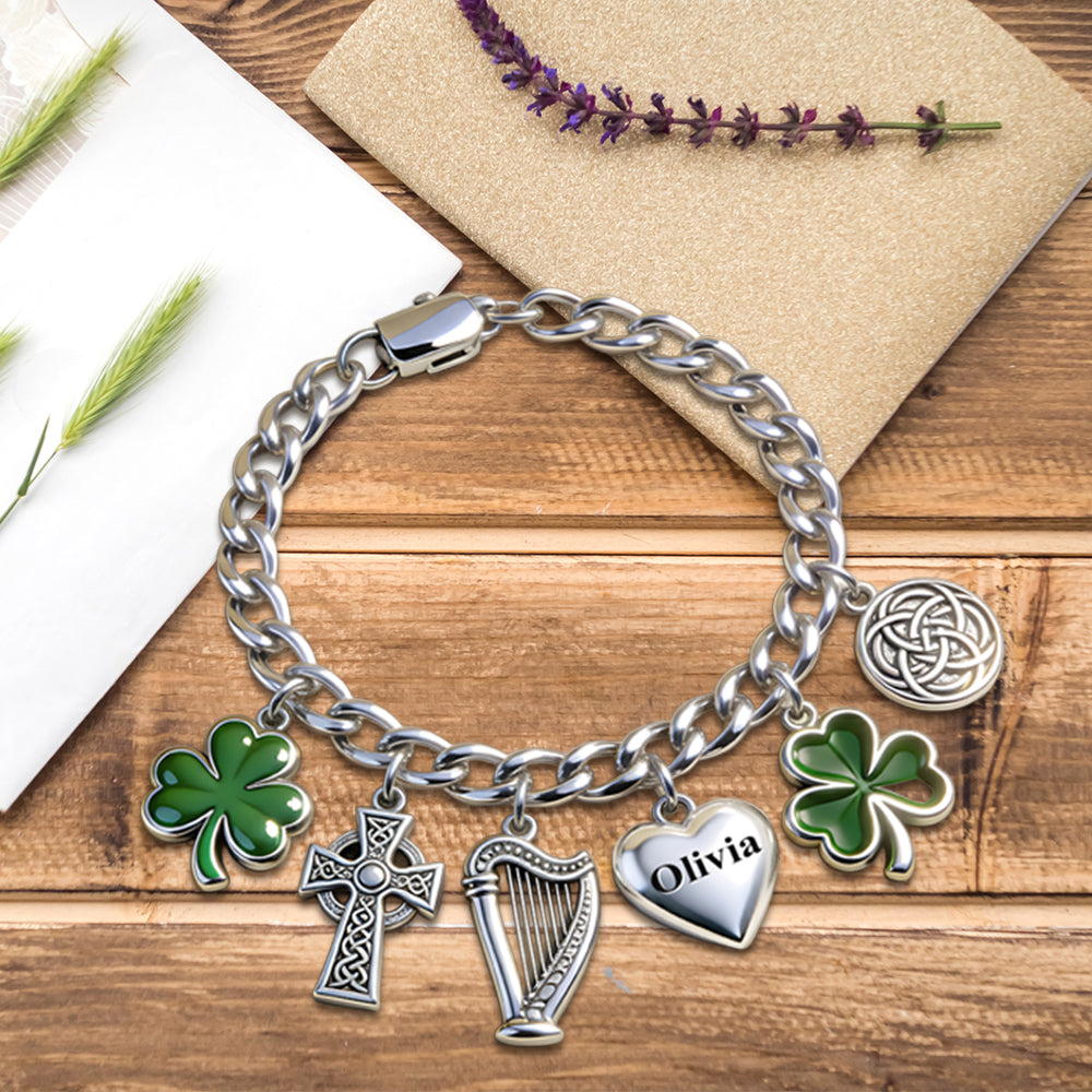 Celebrate St. Patrick's Day - Personalized Irish Bracelet With Charms