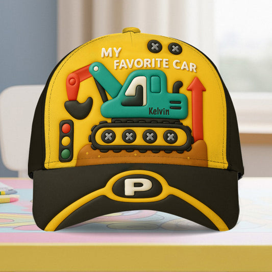 Niedliches Bagger-Geschenk für Kinder – personalisierte klassische Kinderkappe