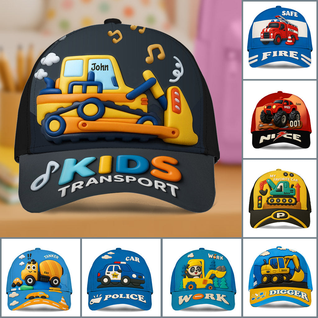 Cadeau mignon pour enfants sur le thème des transports - Casquette classique personnalisée pour enfant