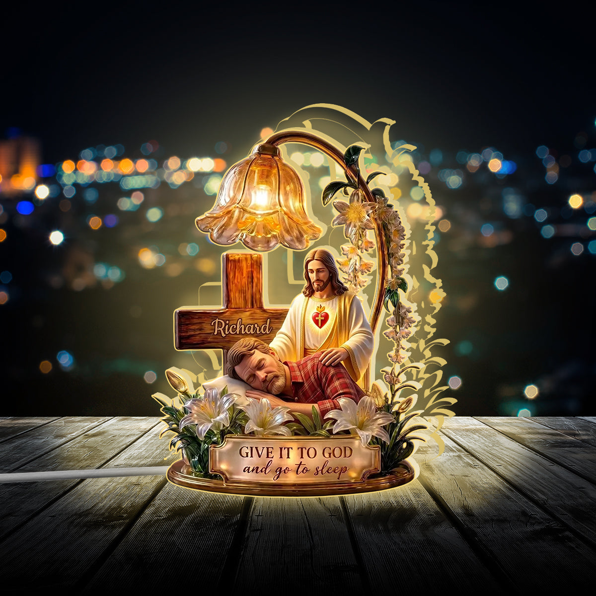 Give It To God And Go To Sleep - Personalized Christian Acrylic LED Night Light