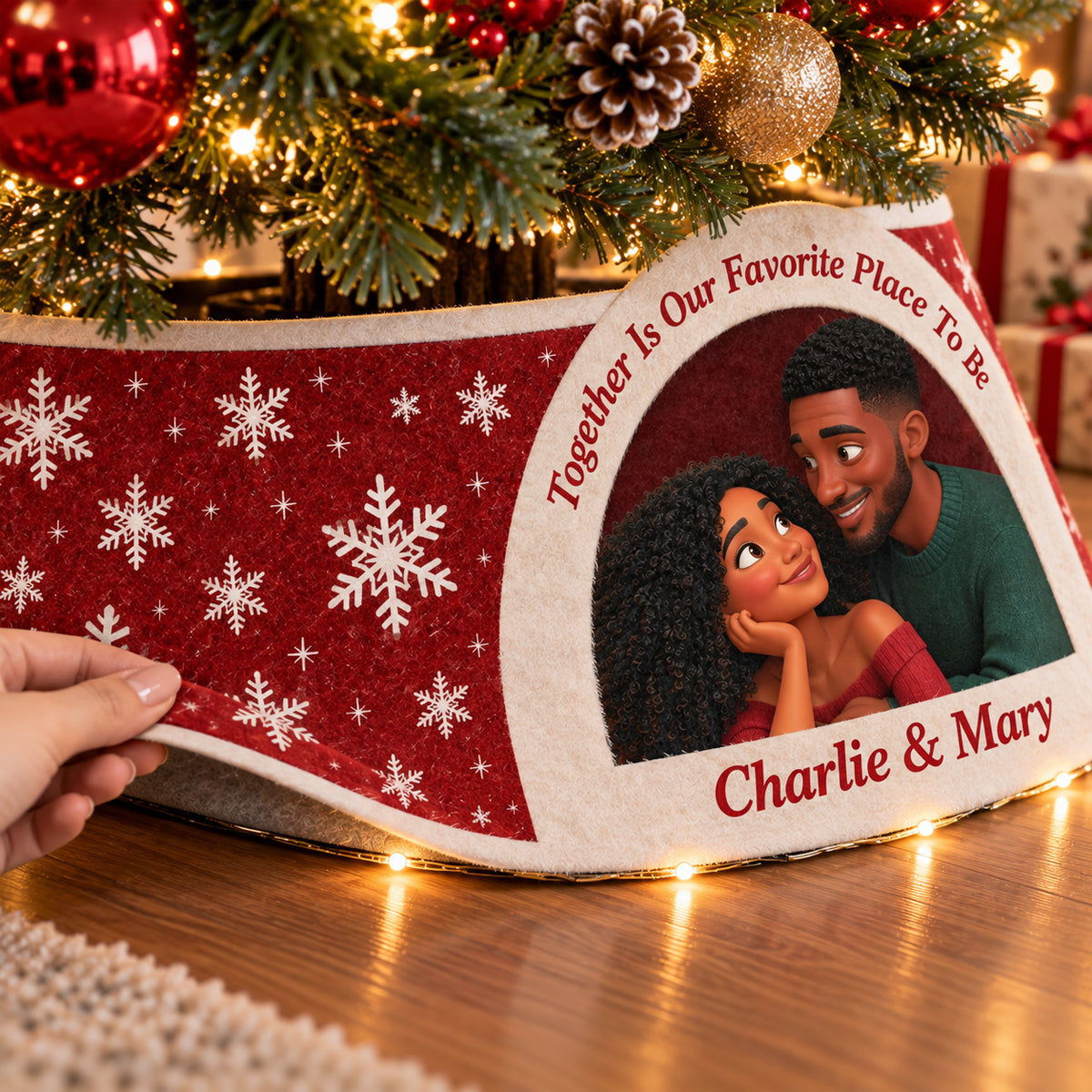 Together Is Our Favorite Place To Be - Personalized Couple LED Light Tree Collar