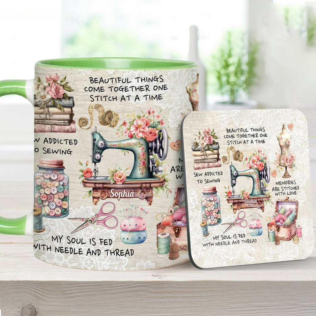 Näherverrückt – Personalisierte Tasse mit Nähmotiv