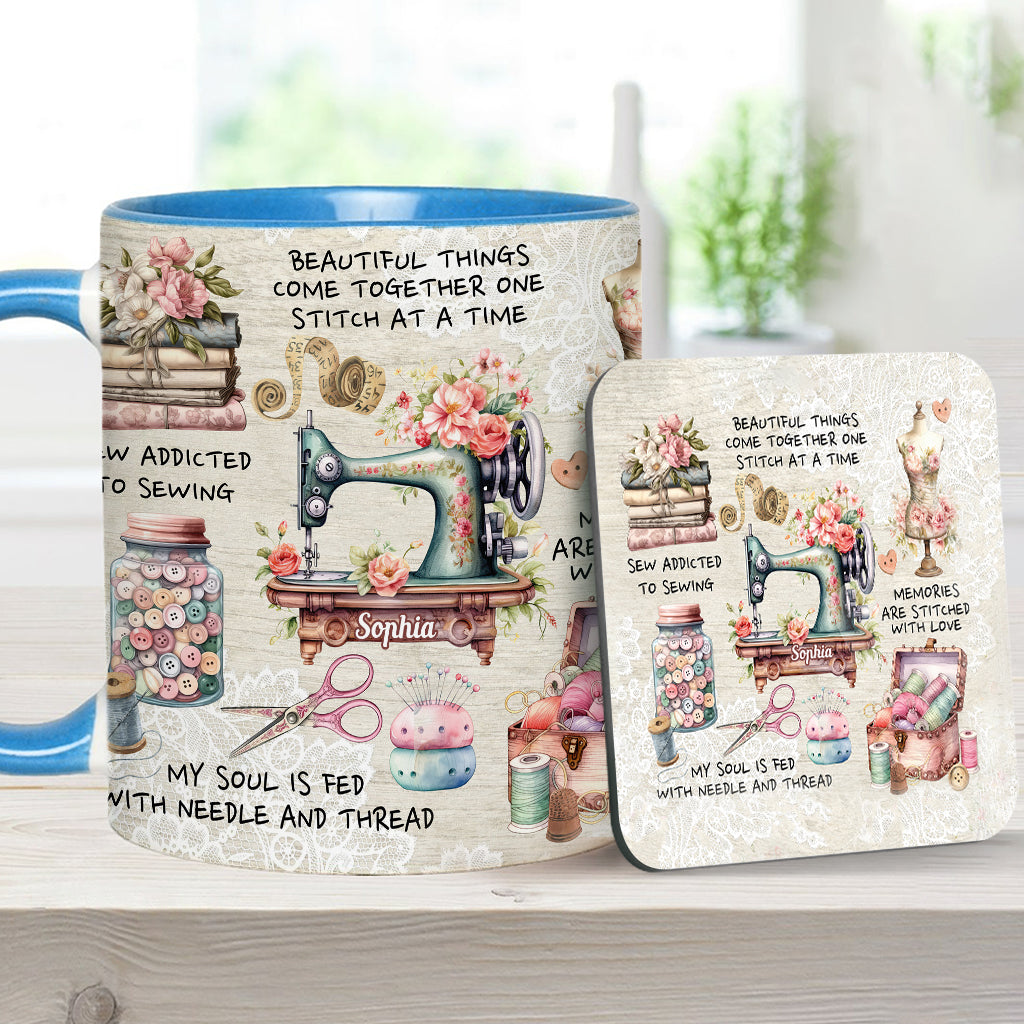 Näherverrückt – Personalisierte Tasse mit Nähmotiv