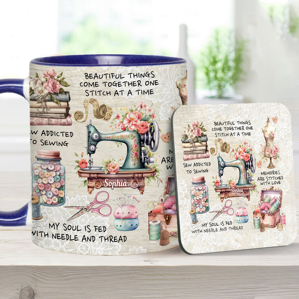 Näherverrückt – Personalisierte Tasse mit Nähmotiv