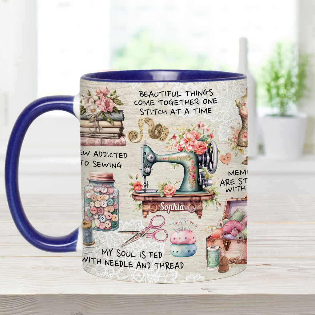 Näherverrückt – Personalisierte Tasse mit Nähmotiv