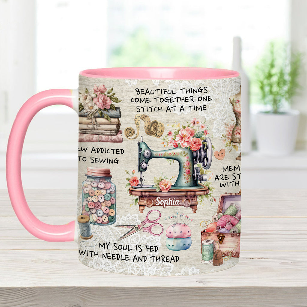 Näherverrückt – Personalisierte Tasse mit Nähmotiv