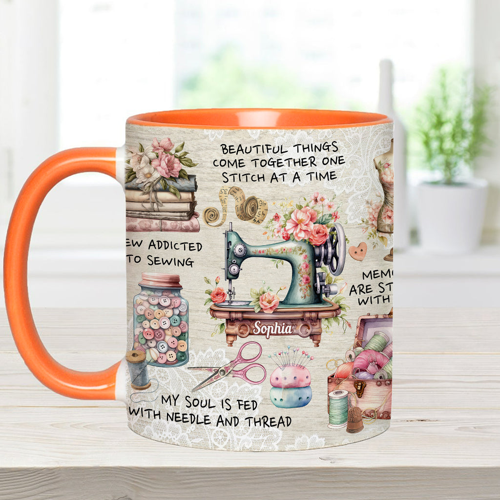 Näherverrückt – Personalisierte Tasse mit Nähmotiv