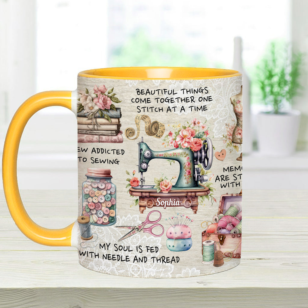 Näherverrückt – Personalisierte Tasse mit Nähmotiv