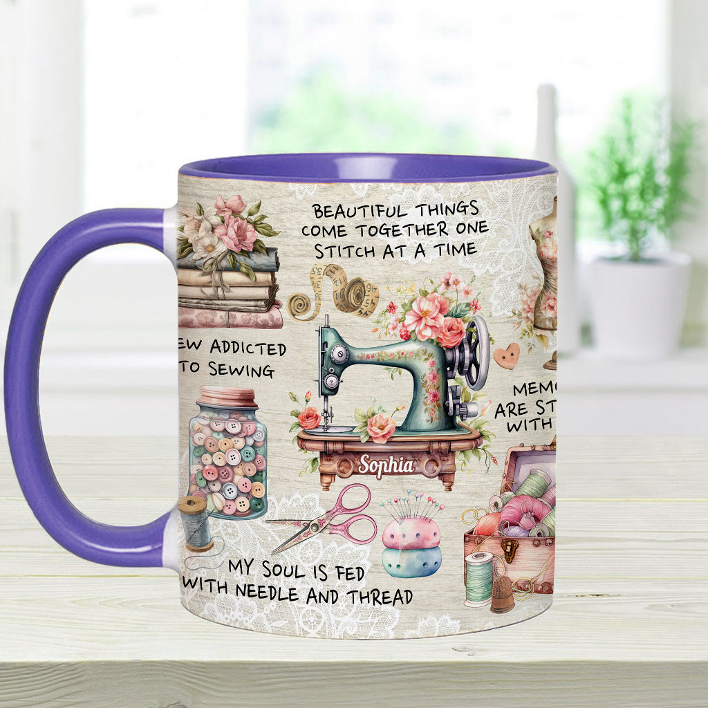 Näherverrückt – Personalisierte Tasse mit Nähmotiv