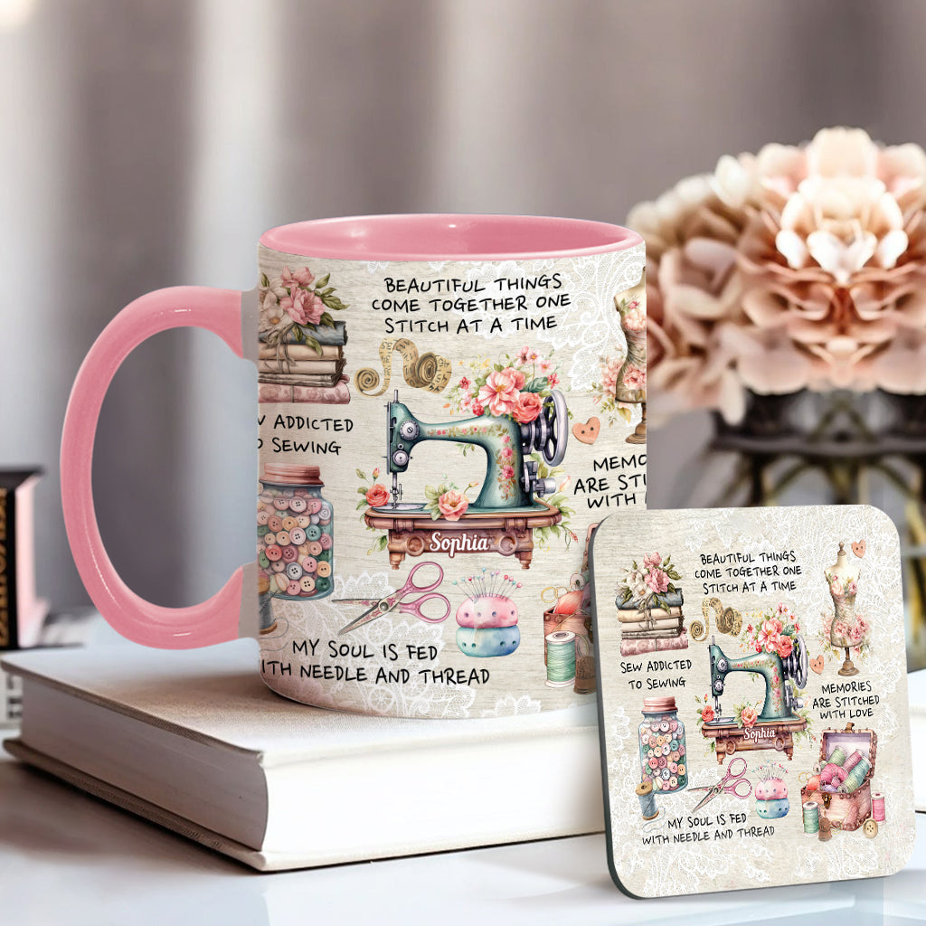 Näherverrückt – Personalisierte Tasse mit Nähmotiv