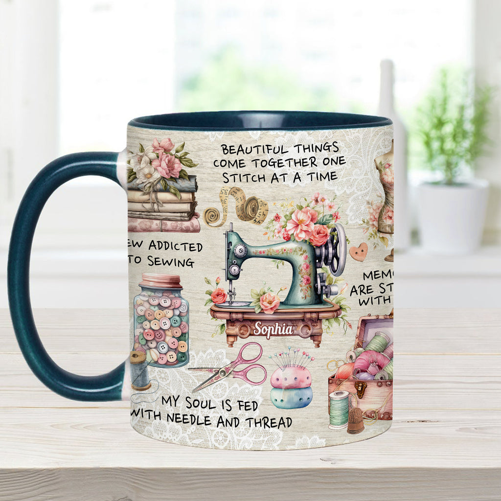 Näherverrückt – Personalisierte Tasse mit Nähmotiv